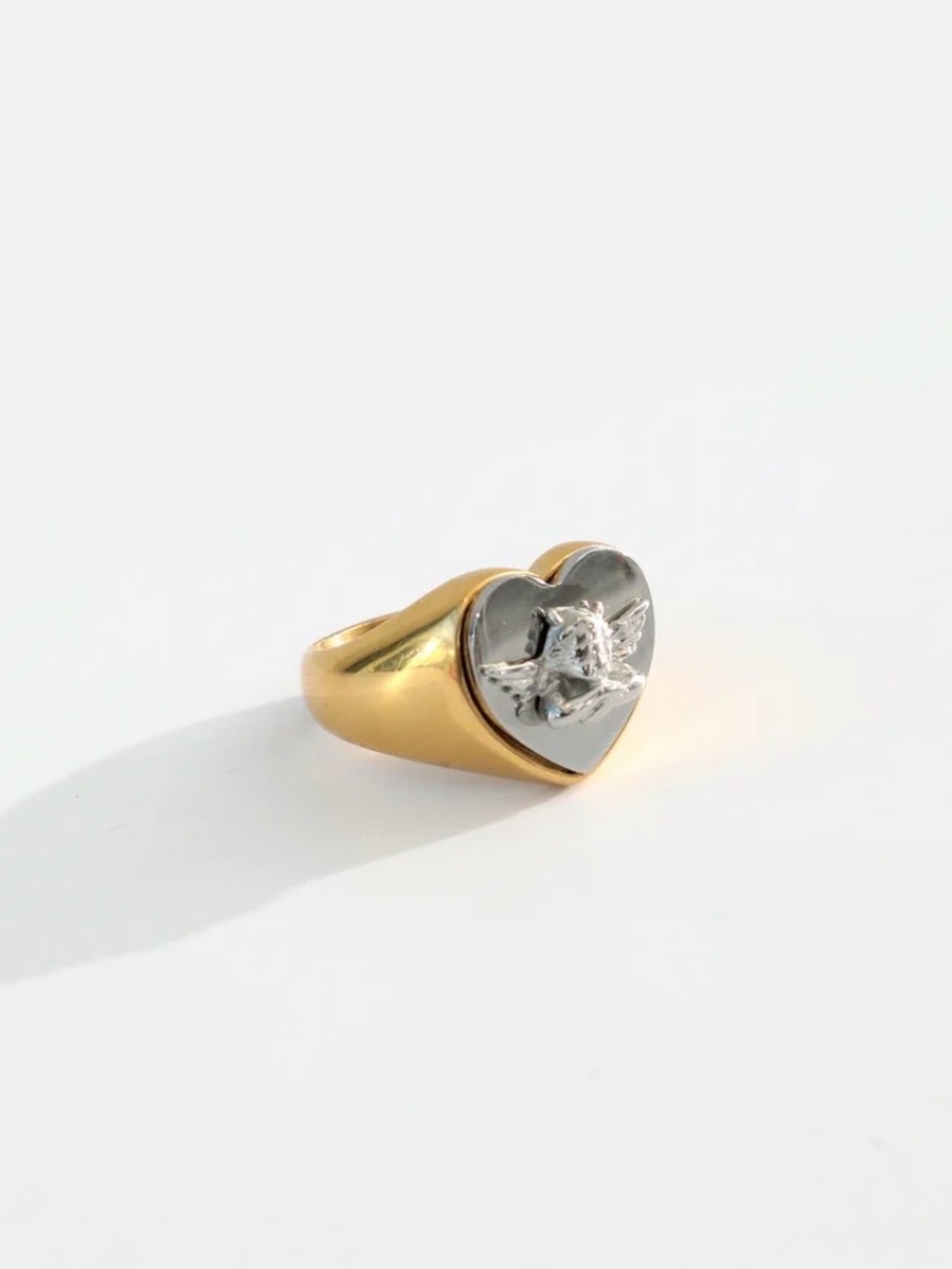 Boys Lie Gold & Silver Heart Signet Ring with Star Accent